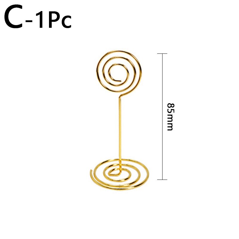 Multi Style Desktop Photo Clips Office Crative Business Card Metal Clips Wedding Party Table Number Cards Holder Decorations: C-85mm / Gold Color