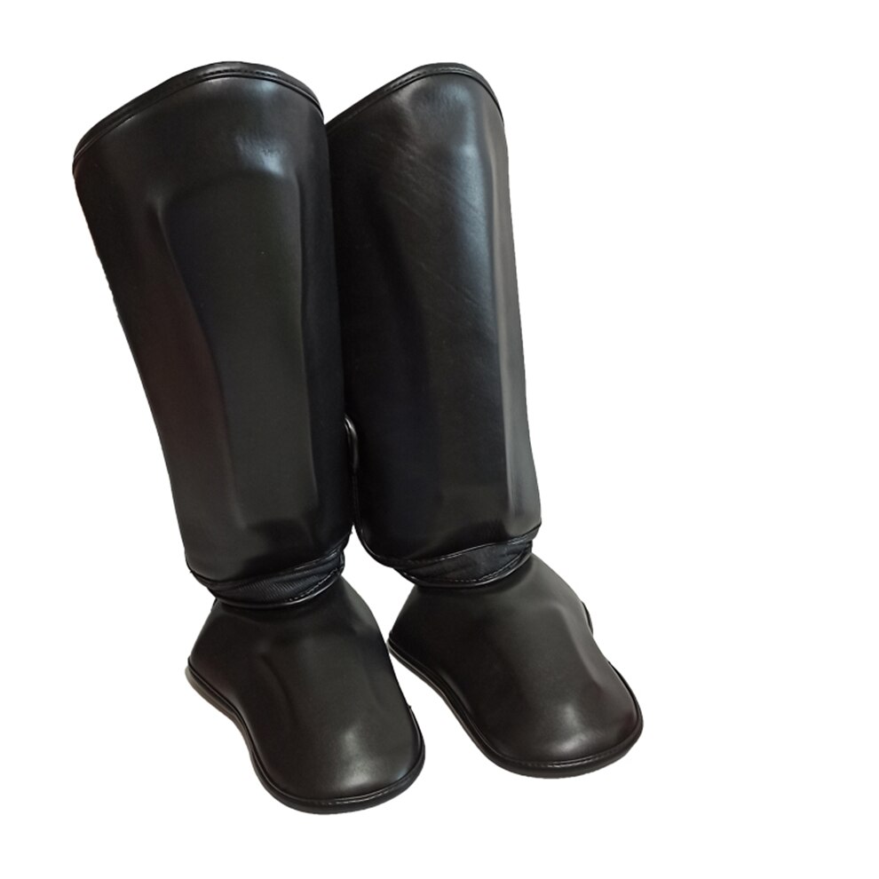 Novo boxe mma caneleiras homens muay thai tornozelo apoio karate treinamento legging crianças kickboxing pads instep guarda equipamentos de combate: Black / L