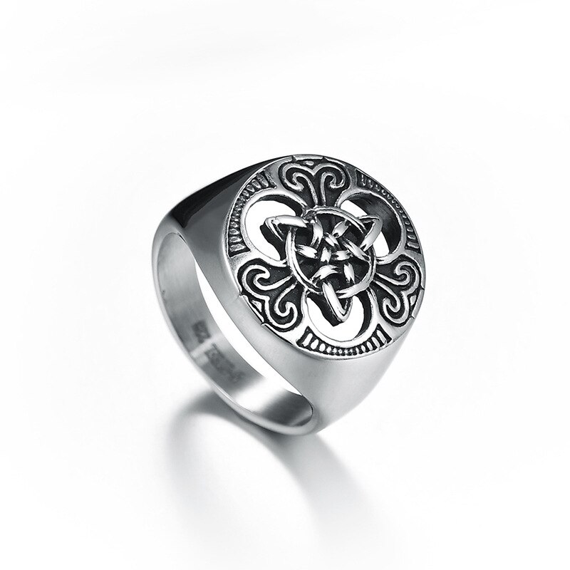 Irish Celtics Trinity Knot Men Rings Celtics Symbols Hollow Triquetra Ring Stainless Steel Male Punk Jewelry