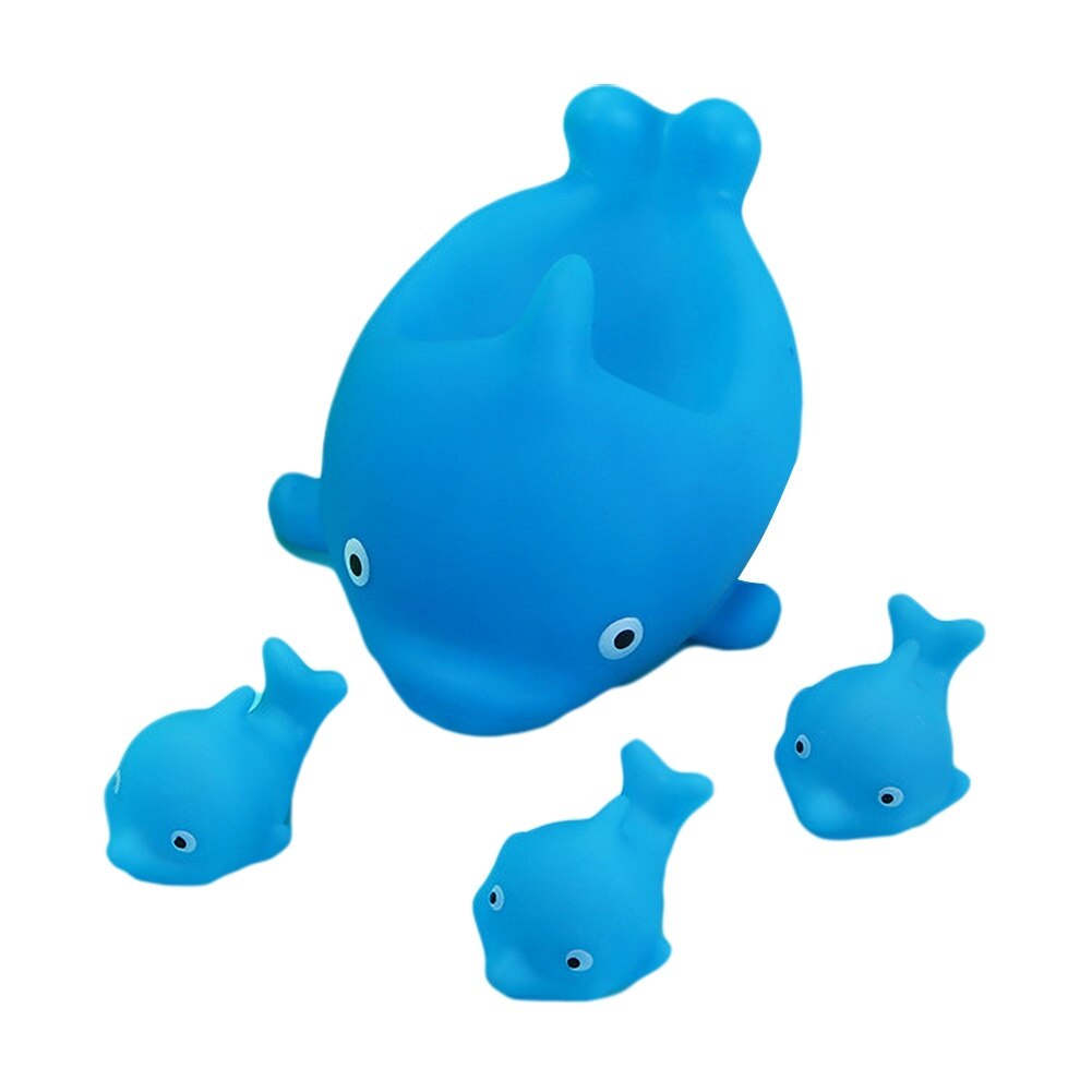 4 stuks schattige waterspray float dolfijn badkamer spel baby bad knijp speelgoed piepend bad speelgoed voor baby bad speelgoed: Blauw