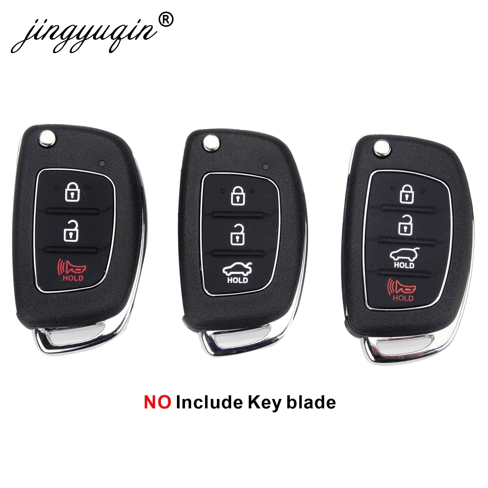 Jingyuqin Afstandsbediening Sleutel Shell Voor Hyundai 4 Knoppen Santa Fe Ix35 I30 Vouwen Flip Sleutel Leeg Auto Vervangende Onderdelen Auto sleutel