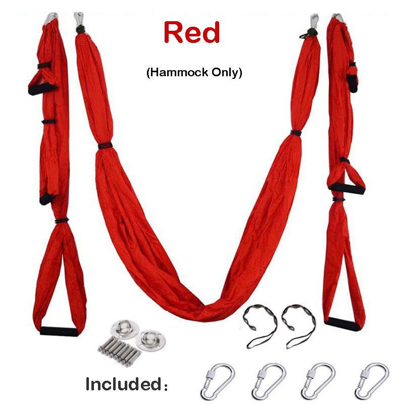 Anti-Gravity Yoga Hangmat Gym Sterkte Inversie Antenne Tractie Swing Yoga Riem Set: Rood