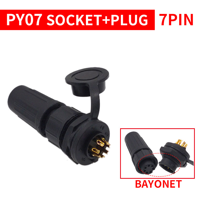 1Stck PY07 Z108 Hintern Anschlüsse Wasserdichten Stecker Kunststoff Steckdose IP67 Bajonett Gewinde 2Stift 3Stift 4Stift 5Stift 6Stift 7Stift 8Stift: Braun