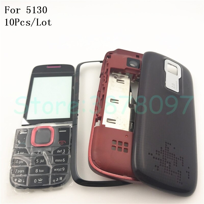 10Pcs/Lot Original For Nokia 5130 Full housing +Battery Back Cover +English Keypad +Logo