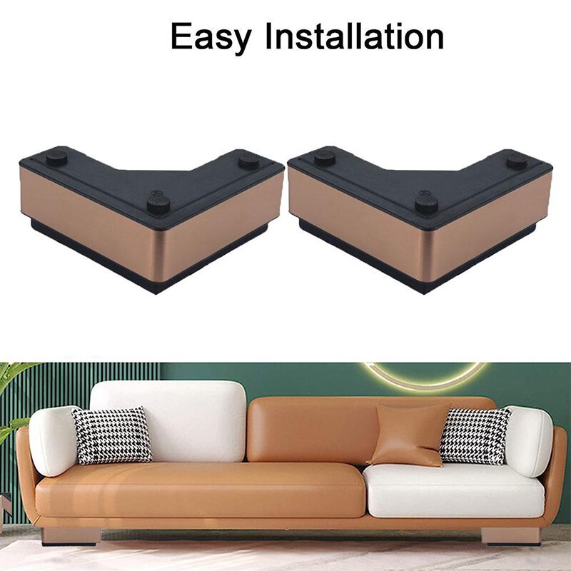4Pcs Stainless Sofa Feet Pad L Shape Floor Protectors Mat Non-slip Furniture Feet Pads Table Chair Adjustable Protective Pad