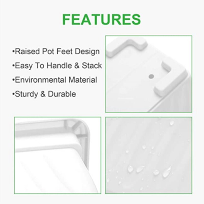 3 Packs Witte Bloem Venster Dozen Plastic Huishoudelijke Rechthoekige Groente Plantenbakken Voor Vensterbank, Tuin, Tuin, Veranda