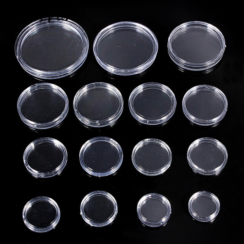 10 Boxed Lighthouse Coin Capsules All Sizes Available Plastic Clear Round 18mm to 50mm Display Case Extra Coin Holder Box
