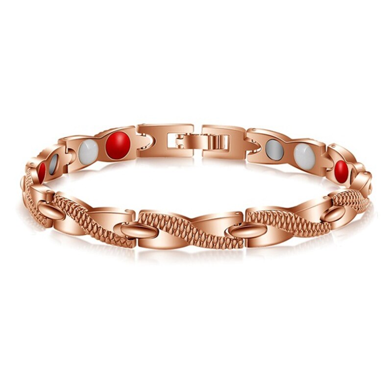 Trendy 4 Kleuren Gewichtsverlies Energie Magneten Sieraden Afslanken Bangle Armbanden Twisted Magnetische Therapie Armband Gezondheidszorg: 5 Rose gold