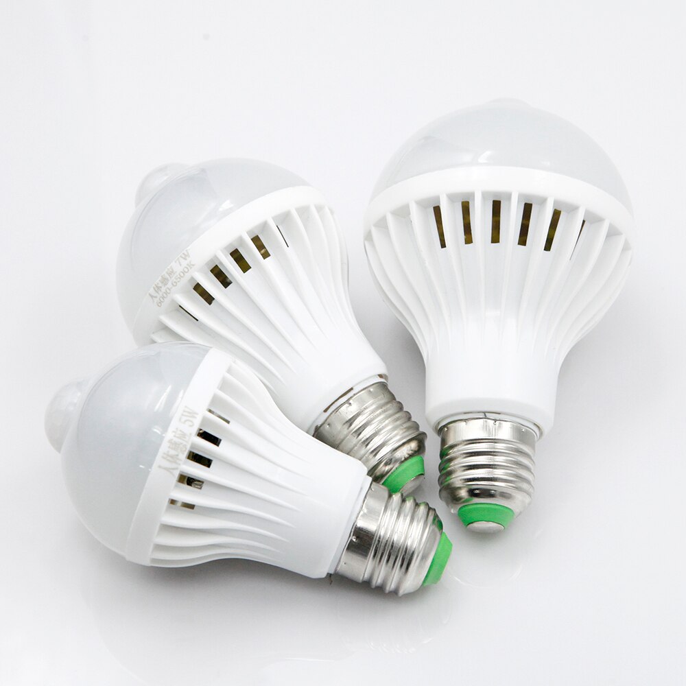 LED lamp PIR Infrarood Motion/Sound + Light Sensor Controle E27 3w 5w 7w 9w 12w automatische Smart Sensor Wit Lampada LED Lamp licht
