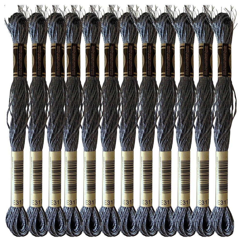 Metal Effects Metallic Silver Floss Embroidery Thread Titanium Copper Gold E168/E301/E317/E3821/E677/E3852, 8.7 Yards: Titanium x 12