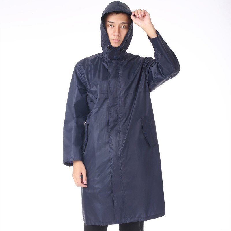 men's raincoat long light fishing raincoat waterproof raincoat black camping waterproof raincoat set: Dark blue