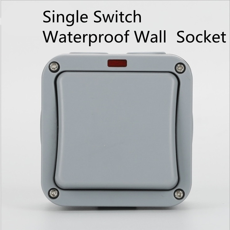IP66 Outdoor Waterproof Dust-proof Outdoor External Wall Switch 1 Gang Push Button Powe wall Switch socket