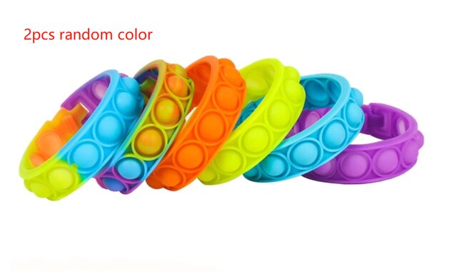 Push Pop Popete Fidget Armband Zintuiglijke Speelgoed Popits Polsband Anti-Stress Squeeze Squishys Autisme Stress Relief Kids Toy: 2pc Random Color