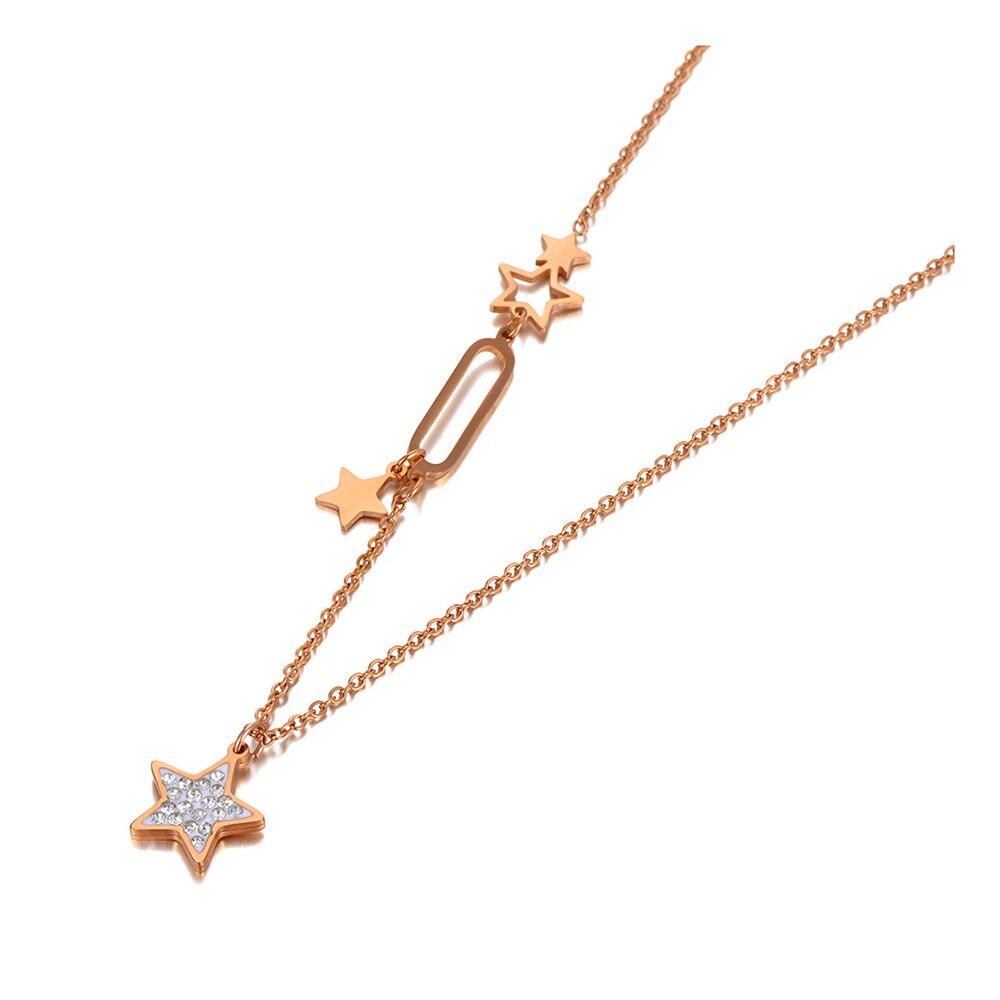 Lokaer Original Stainless Steel Star Charm Choker Necklaces For Women CZ Crystal Geometry Pendant Necklace N20239: Default Title