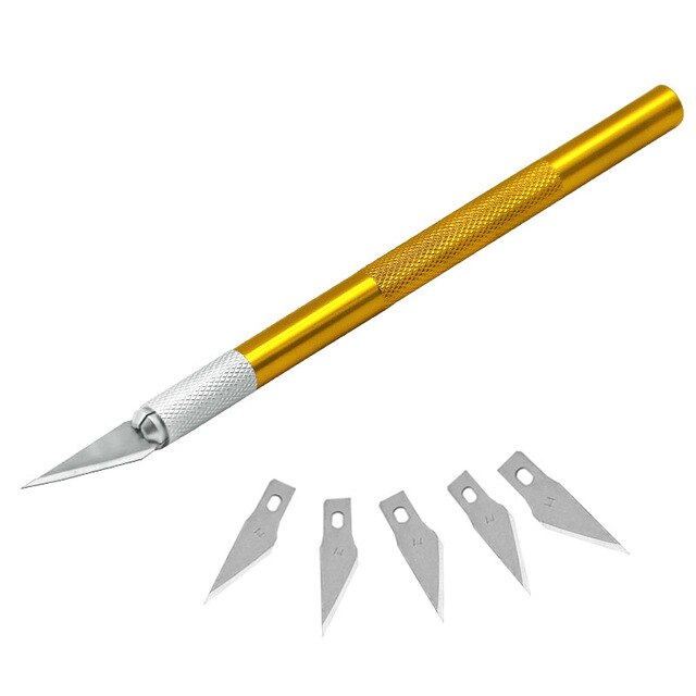 6 knive håndværk kunstgravering diy cutter sæt model reparation multipurpose skulptur skalpel udskæring kniv: Guld