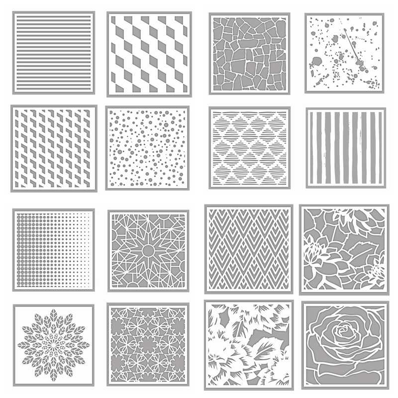 Plastic Stencil Diamond Shape Rose Bloem Stippen Muur Vorm Scrapbook Kaart Maken Diy Ambachten Stencil 12
