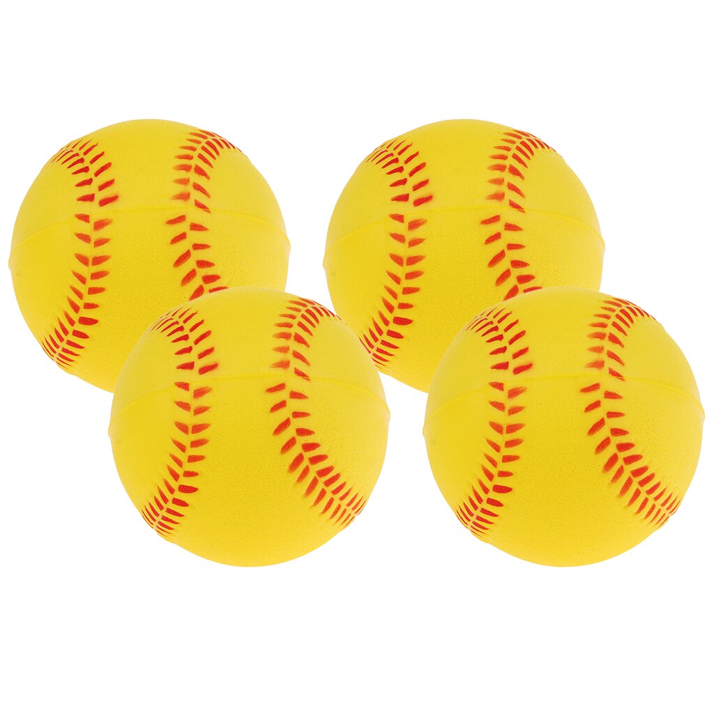 4x Exercise Safety Batting Practice Baseball Softball Bouncy Ball Yellow