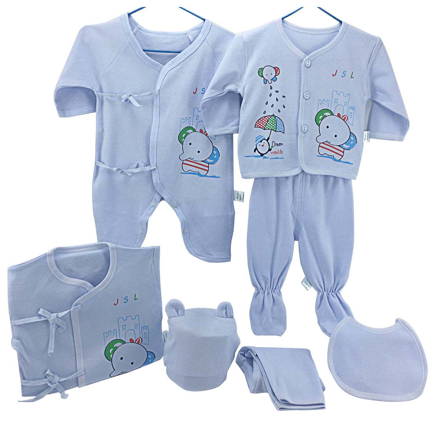 Ensembles de vêtements pour bébés | Ensemble en coton, pour -né fille garçon, chemise + pantalon + barboteuse + chapeau + culottes, ensemble de 7 pièces: CZJ015L