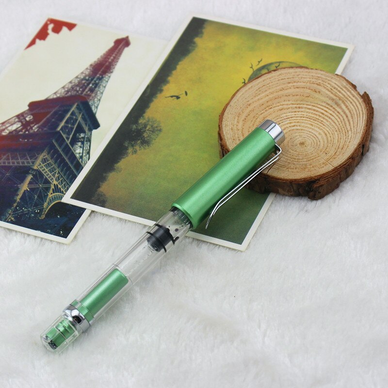 luxury school Office Fountain Pen Writing Transparent Piston Fountain Pen Demonstrator Fountain Pen: green / F