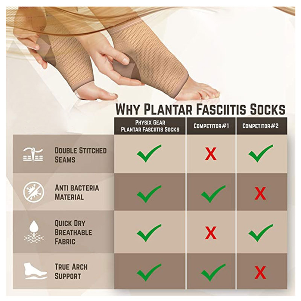 Calzini per fascite plantare (1 paio) - Sollievo per il supporto dell'arco plantare per il dolore ai piedi, l'inconforto del tallone - Uomini e donne