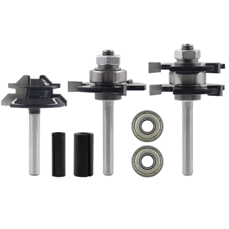 Woodworking Milling Cutter 45 Degree Tenon Joint Cutter Line Cutter 3 Tooth T-Shaped Engraving Machine 1/4 x 1-1 / 2: Default Title