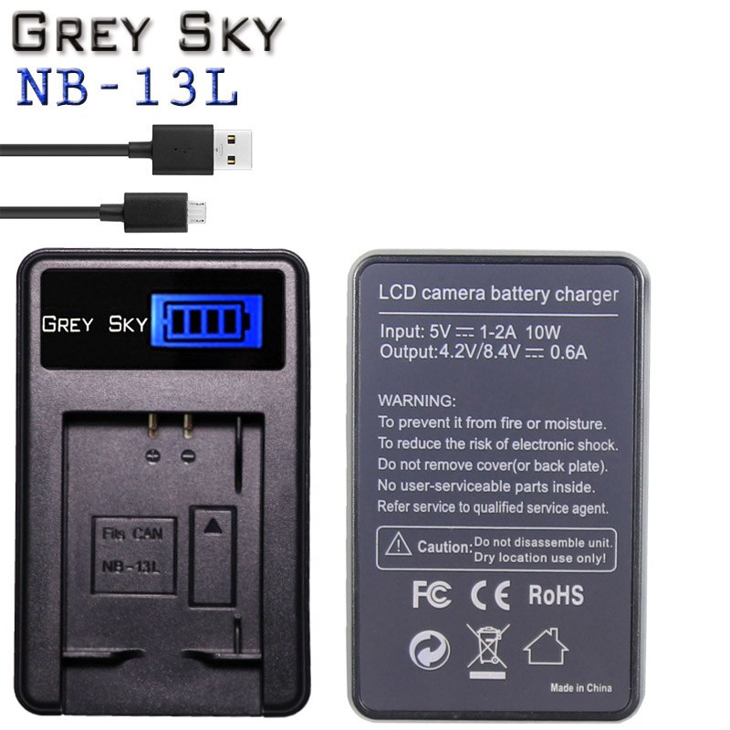 Batería de NB-13L para cámara Canon G5X,G5X Mark II,G7X,G7X Mark II,G9X,G9X Mark II,SX620HS,SX720HS,SX730HS: 1 charger