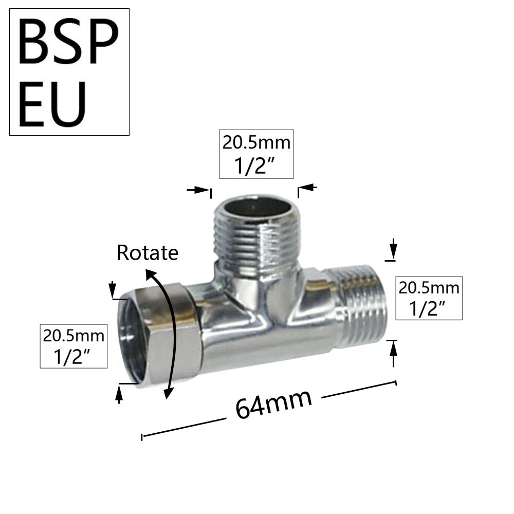 Brass 1/2 Inch Male Female Thread Coupler Tee Water Hose Splitter Copper 3-Way Connector Fitting Tube Water Plumbing Joints: F