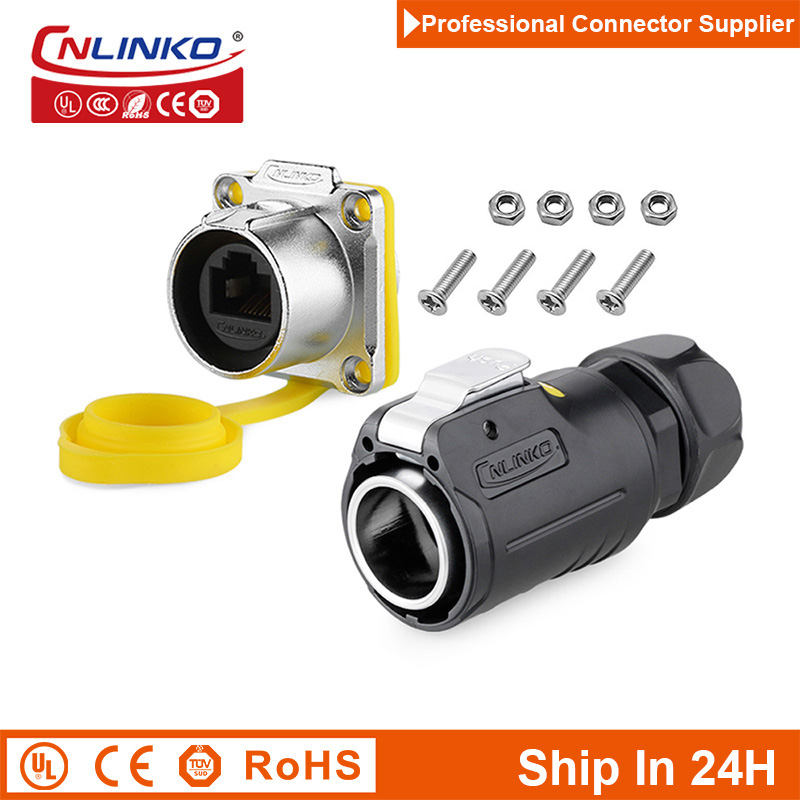Cnlinko LP24 Plastic M24 Waterproof Ethernet 8pin Cat5e RJ45 Signal Connector Plug Receptacle for Network Telecom LED Billboard: RJ45 Set