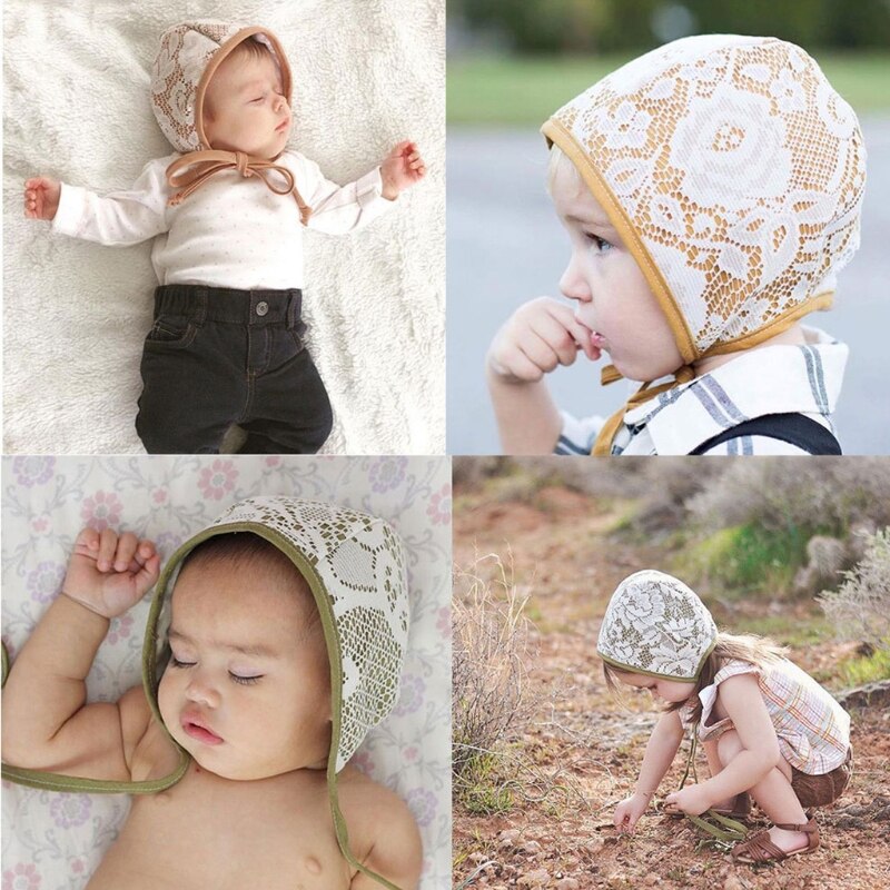 Toddler baby piger vintage blomstermotiver blonde bomuld motorhjelm hat åndbar justerbar solbeskyttelse varm øreflap cap 3-6 år