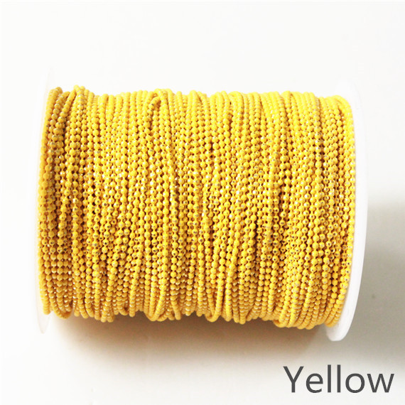 5 metri Palla Shimmer Catena In Ottone, 21 Colori, 1.5mm Del Braccialetto Della Collana Della Catena Della Sfera, della Catena della nappa, Anti-Tarnihs, di Alta Qualità: yellow (Y50)