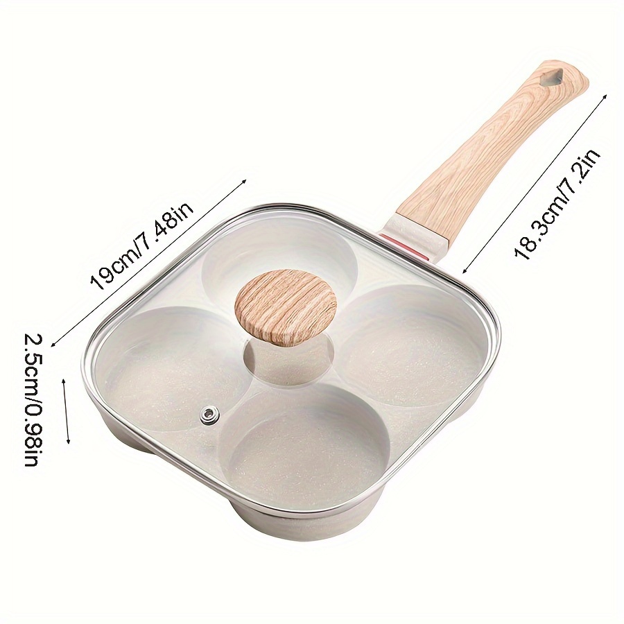 Padella per uova multifunzionale da 1 pezzo con coperchio - Adatta per pancake all'uovo compatibile con fornello a gas e piano cottura a induzione