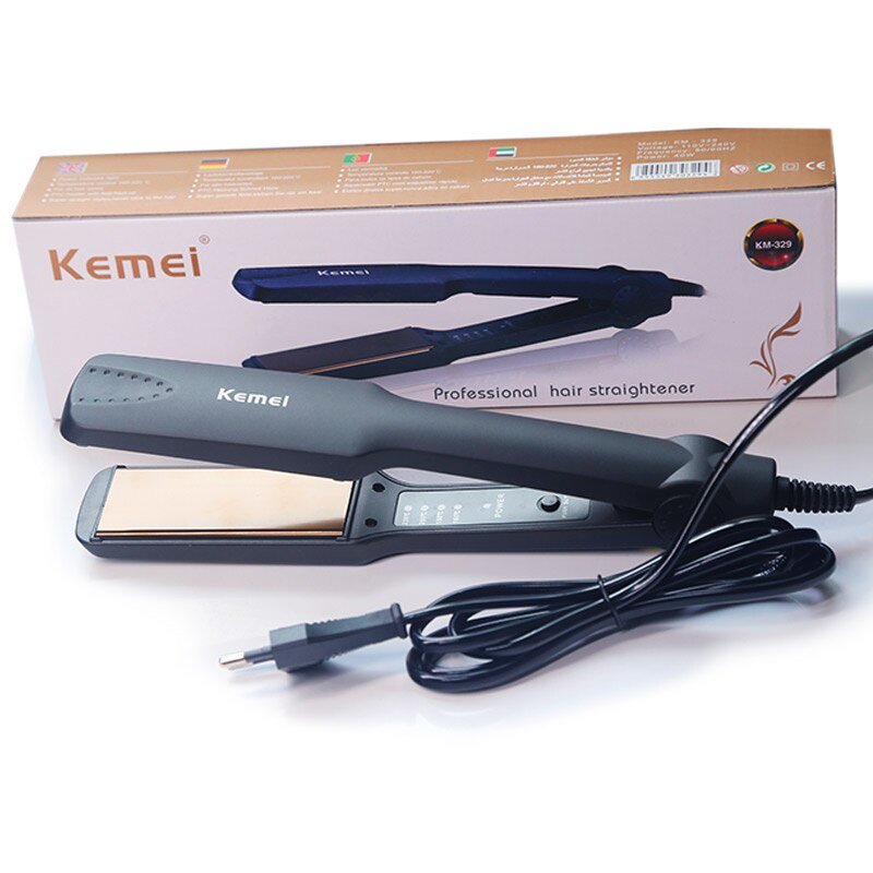 KEMEI KM-329 – plaque chauffante en céramique Tourmaline, lisseur de cheveux, outils de coiffure professionnels avec réchauffement rapide, Performance thermique