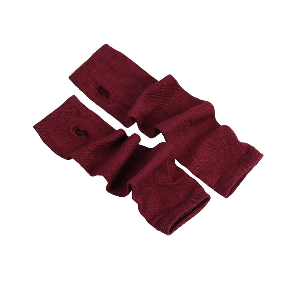 Unisex Wrist Arm Hand Knitted Long Fingerless Gloves Mitten handschuhe winter mitaine femme перчатки женские#K40: Wine 