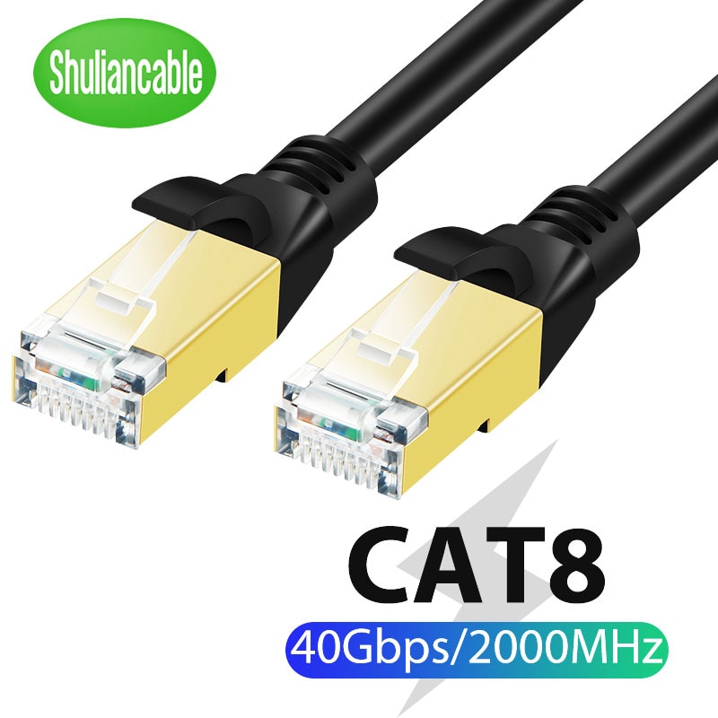 Shuliancable Cat8 Ethernet Kabel Sstp 40Gbps Super Speed Kat 8 RJ45 Netwerk Lan Patch Koord Voor Ps 4 Router laptop Kabel Ethernet