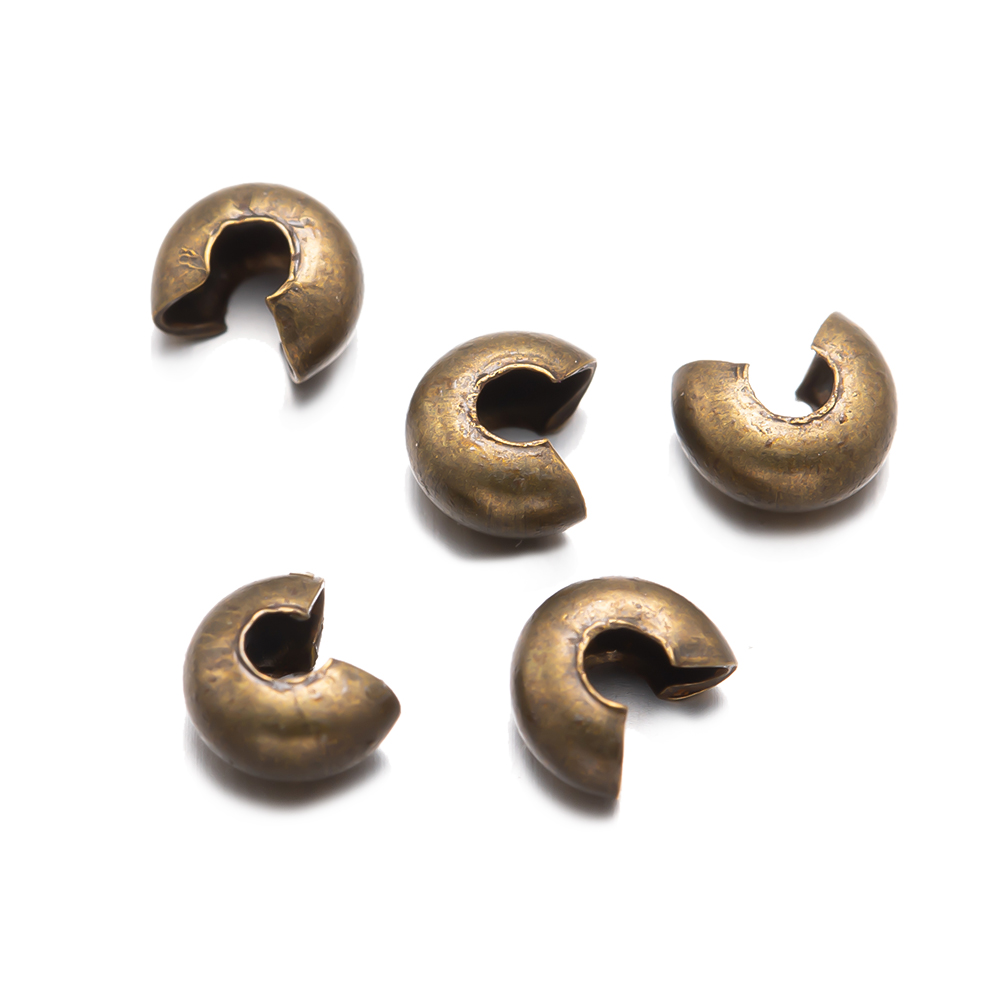 300 Stuks Krimp Kraal Covers Half Ronde Open Knoop Einde Tip Voor Diy Armband Ketting Sieraden Ambacht Levert Materiële Bevindingen: M / Rood