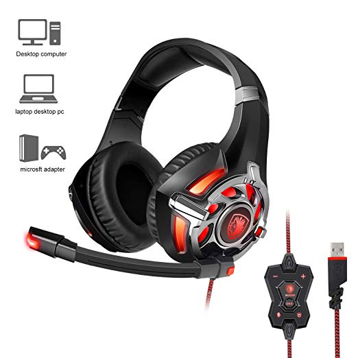 SADES R16 Gaming Headset Hoofdtelefoon USB 7.1 Surround Stereo Over Ear Voor PC/Laptop Gamer