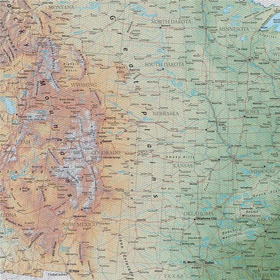 USA Equator Maps Geographical Canvas Poster Retro Painting Bar Cafe Wall Sticker Picture Living Room Bedroom Decoration