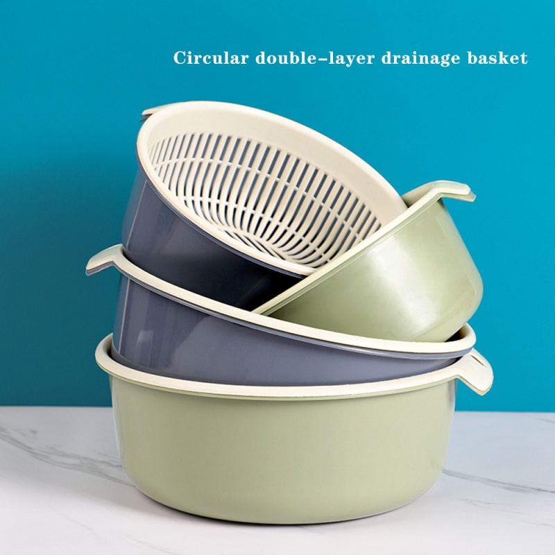 Kitchen Supplies Kitchen Double Drain Basket Fruit Vegetable Washing Strainer Collapsible Drainer kitchen Gadgets AndAccessories