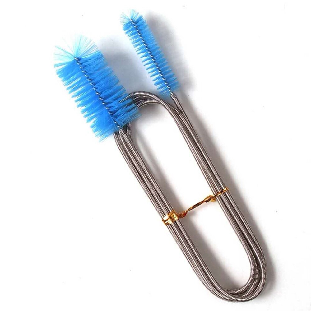 30/45/90/155/200cm Pipe Cleaning Brush Stainless Steel Water Filter Air Tube Flexible Double Ended Hose Aquarium: Blue / 90cm Double Brush