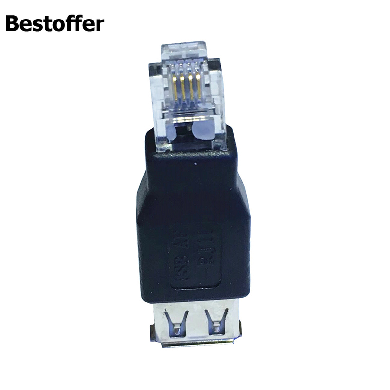 2 Pieces USB 2.0 A Female to RJ11 RJ12 4PIN Network Male Adapter Converters Phone 6P4C Jack