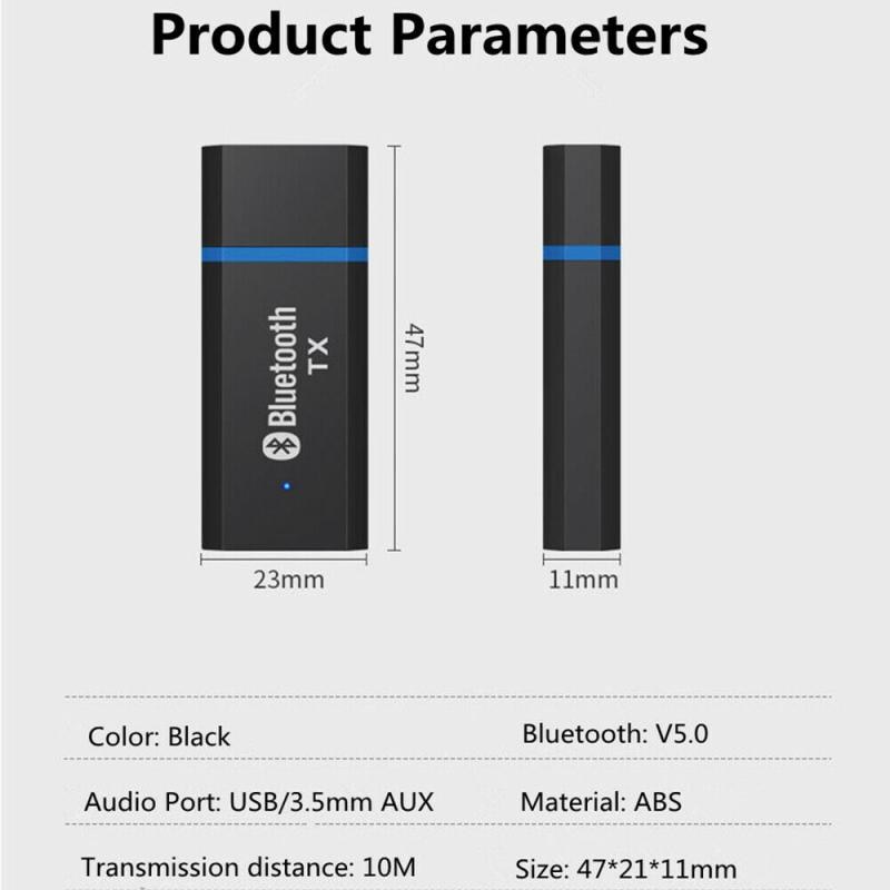 Bluetooth Zender Adapter Aux 3.5 Mm Aux Stereo Jack Usb Bluetooth 5.0 Voor Hoofdtelefoon Speaker Usb Interface Headset