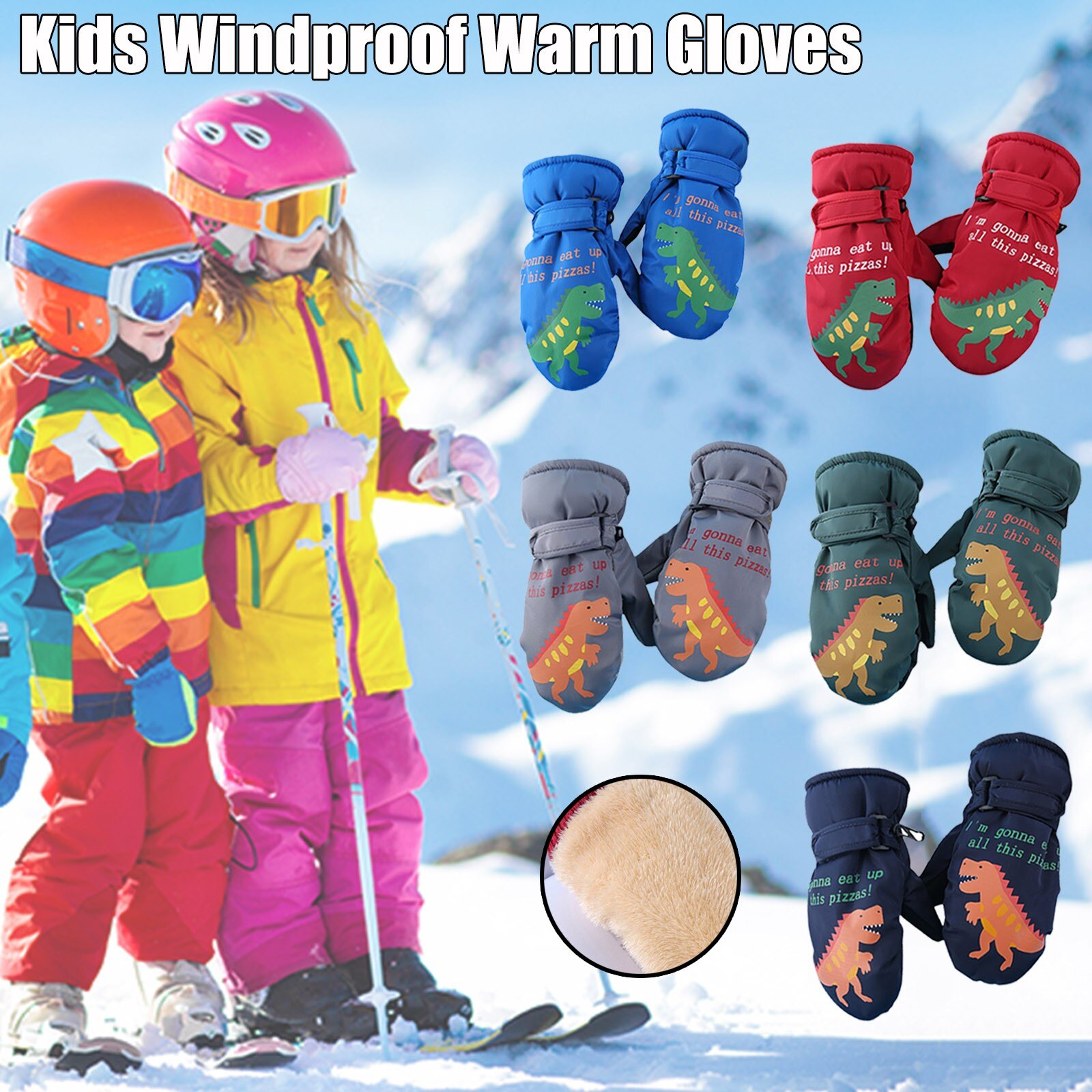 2-16Years Kids Winter Warme Handschoenen Winddicht Kinderen Jongens Meisjes Ski Fietsen Klimmen Outdoor Handschoenen Waterdicht Anti-Slip Wanten