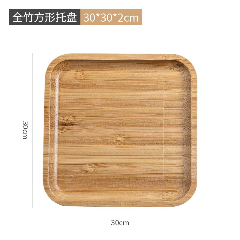 Bamboo Serving Tray Tea Cup Saucer Trays Fruit Plate Storage Pallet Plate Decoration Japanese Food Rectangular Plate: 1-4