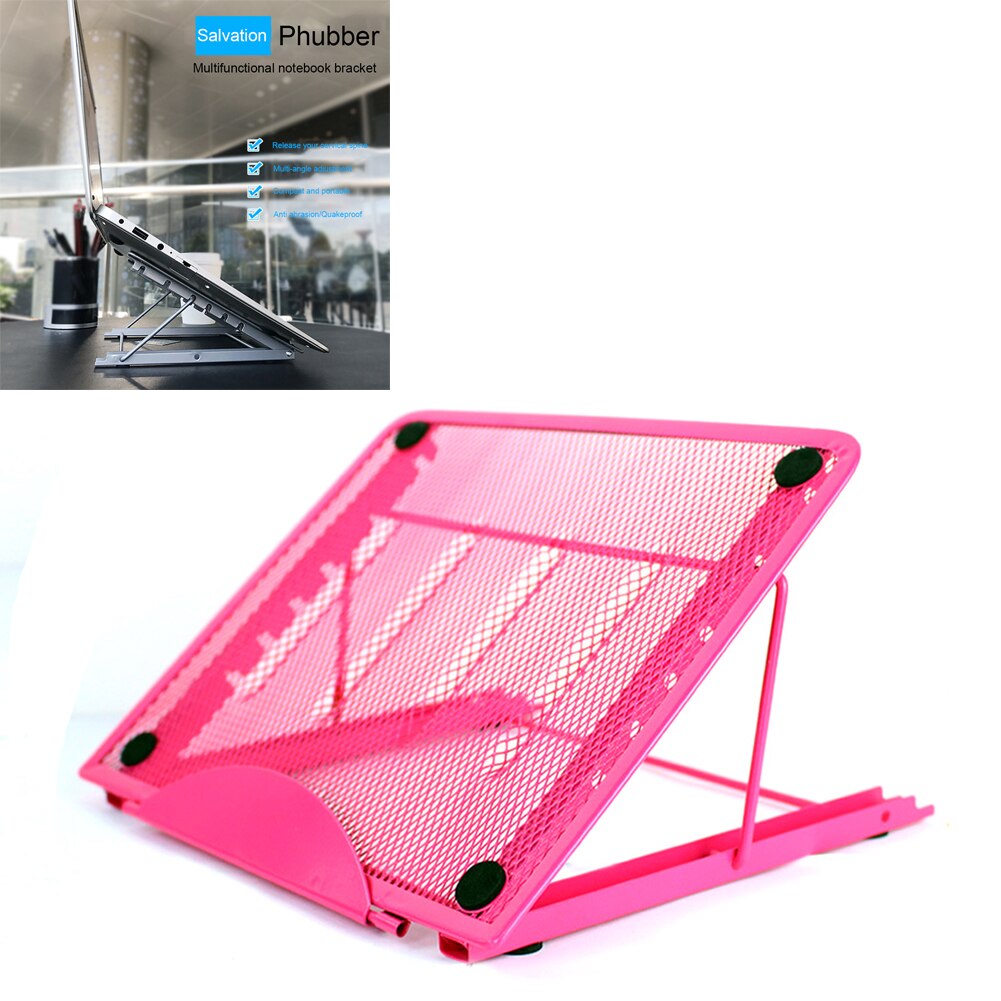 Draagbare Vouwen Cooling Mesh Beugel Desktop Kantoor Tablet Pad Lezen Stand Laptop Stand Non Slip Houder Mount Ondersteuning: pink