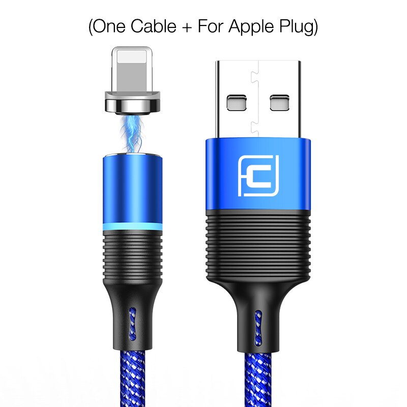 CAFELE QC3.0 LED Magnetic USB Cable for iPhone USB Type C Micro Cable 3A Fast Charging Cables for Huawei Samsung Xiaomi Oneplus: 1.2M Blue for IOS