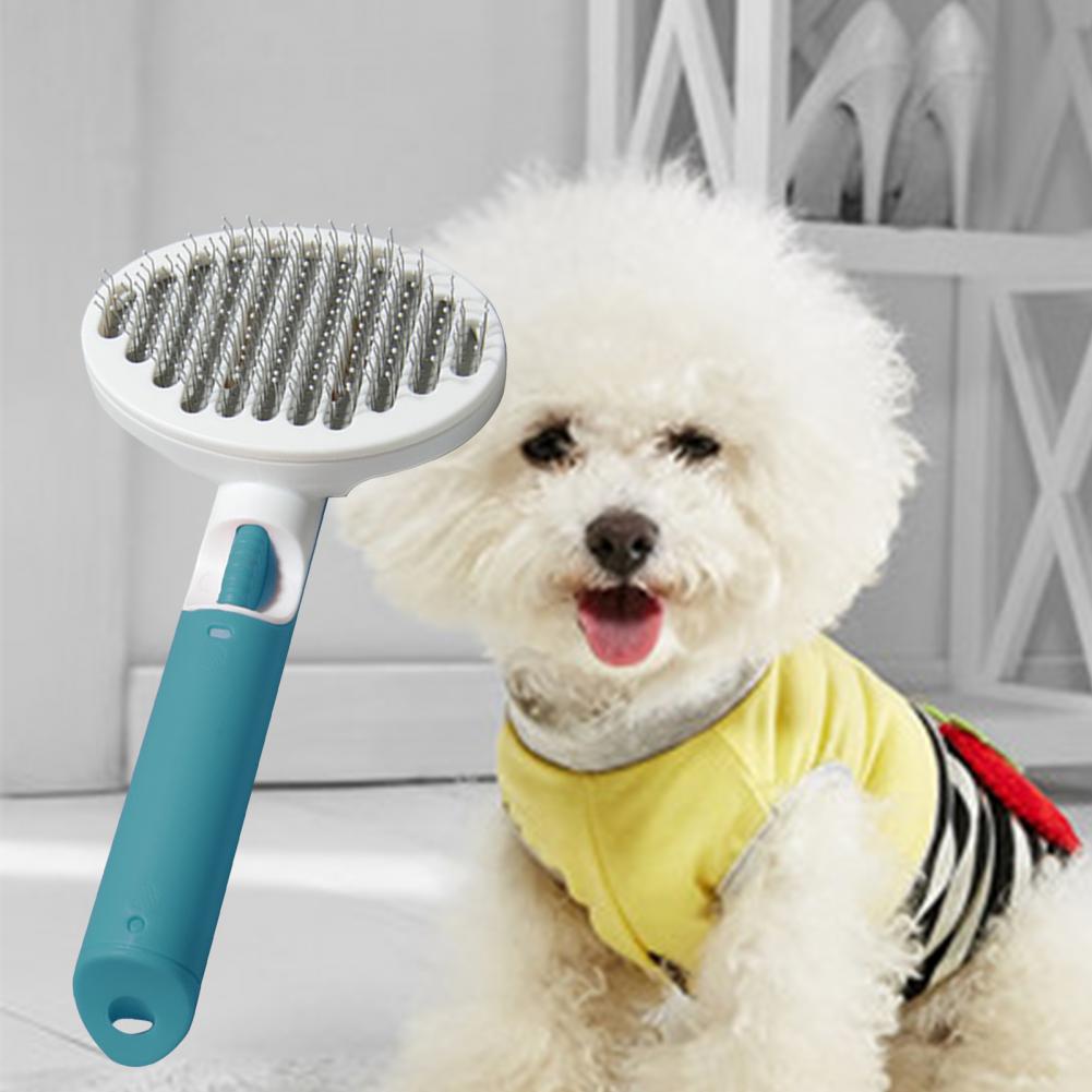 Brosse de Massage en acier inoxydable pour animaux de compagnie, peigne incliné, dents, facile à utiliser, brosse de toilettage pour chat