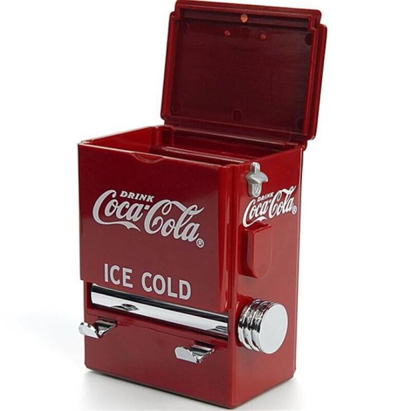 Tannpirker boks 1pc rød retro-cola automat pressekoffert dispenser plastholder bordpynt dekor