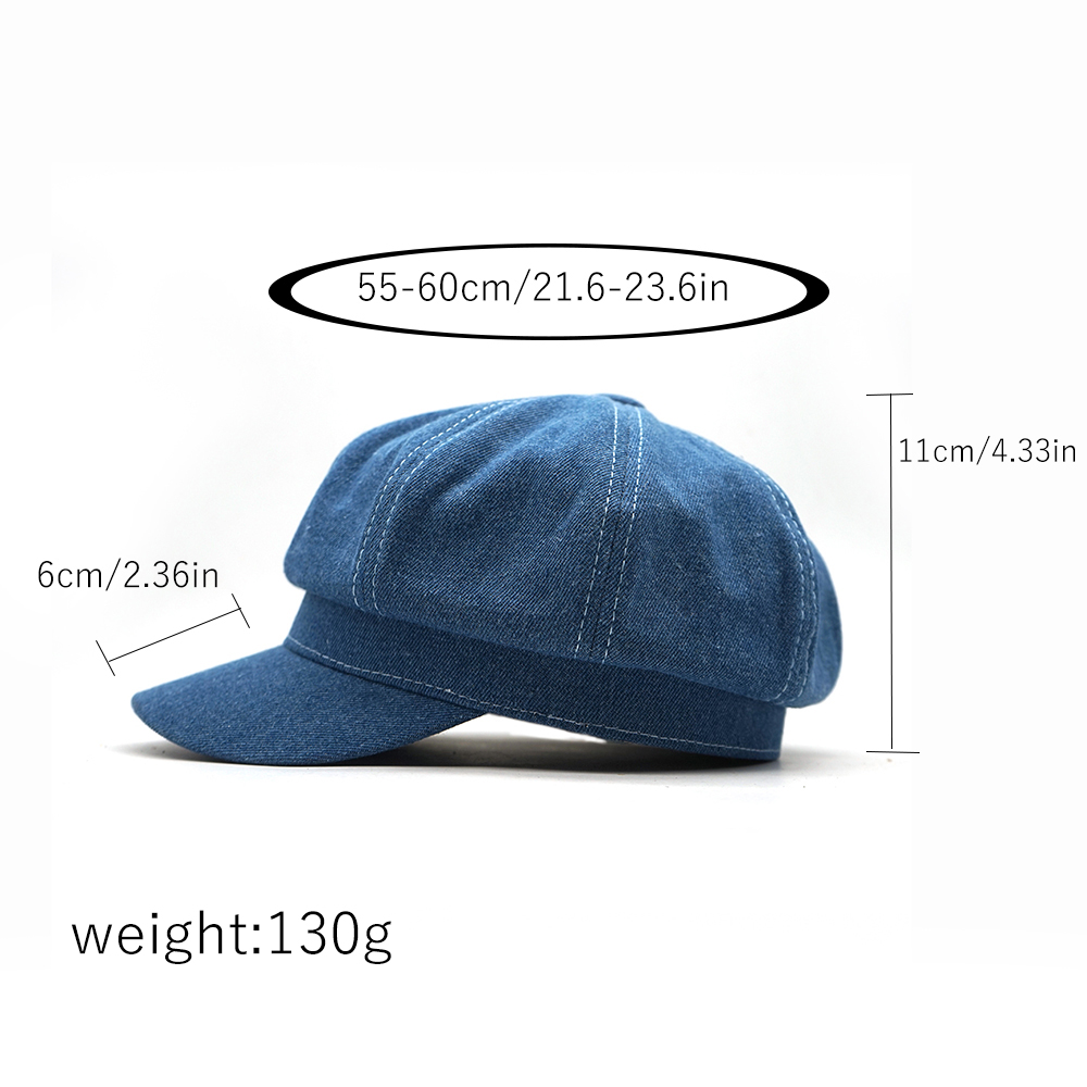 Women Leisure Octagonal Hat Ladies Denim Beret Hat Cowboy Cap Newsboy Gatsby Cap Octagonal Baker Peaked Beret Driving Hat