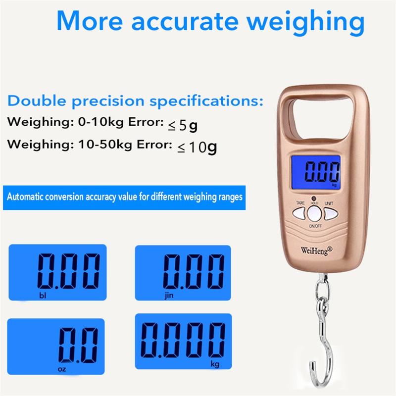 50Kg/110 Lbs électronique Portable LCD Balance numérique Double précision bagages poids balances balances d'équilibre pour crochet suspendu voyage