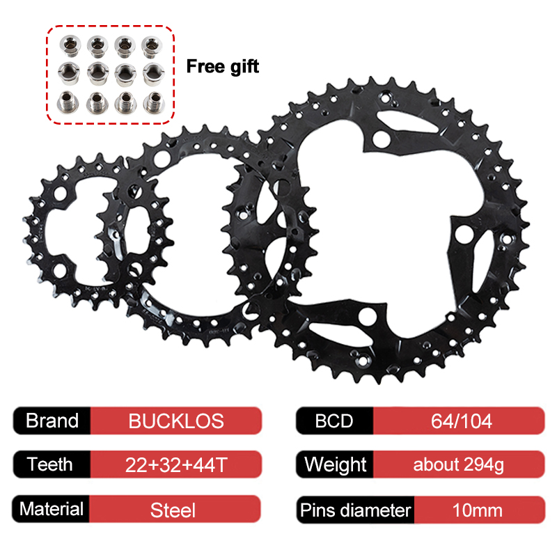 3*9 Speed Fiets Kettingblad 104/64BCD Fiets Chain Ring 22T 32T 44T Mtb Kettingwiel 27 Speed Fiets Ster Mtb Crankstel Deel